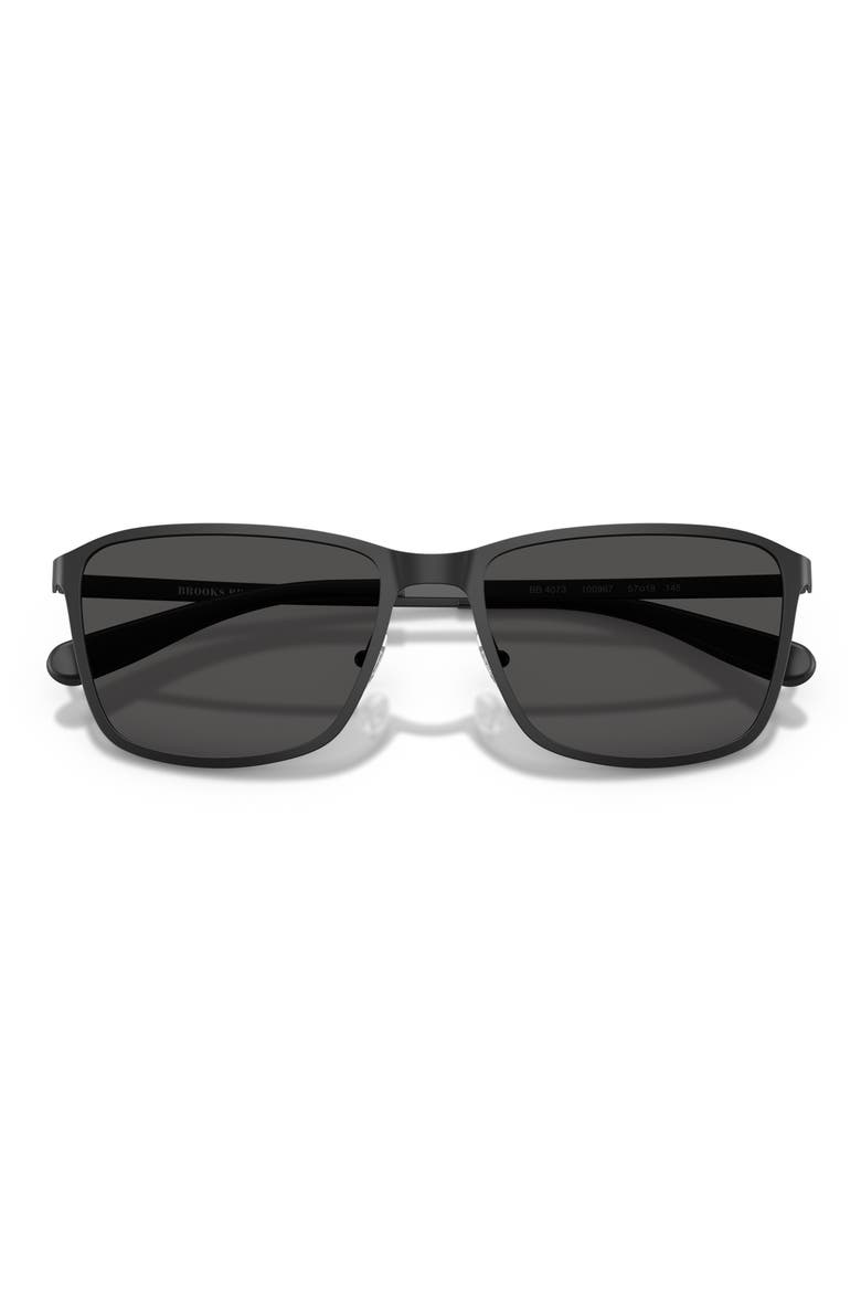 57mm Rectangular Sunglasses, Alternate, color, BLACK / SOLID DARK GREY