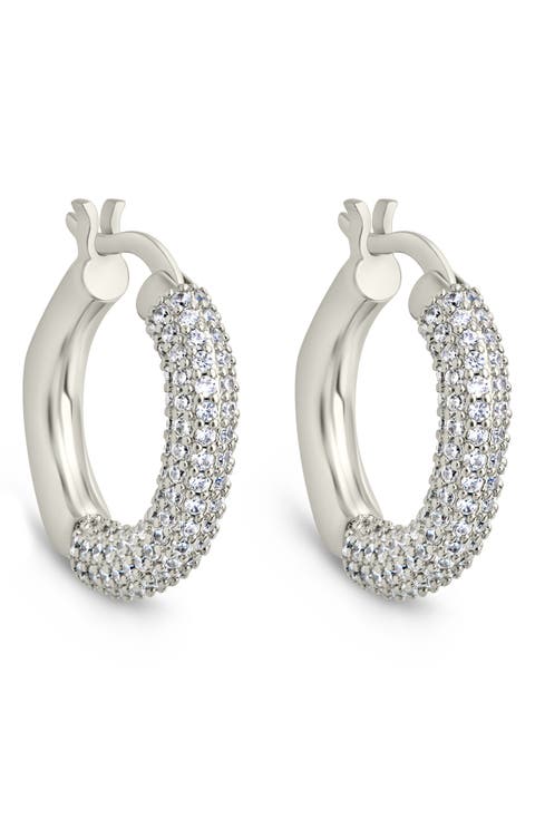 Cordelia Pavé Cubic Zirconia Huggie Hoop Earrings