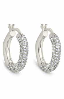 Sterling Forever Cordelia Pavé Cubic Zirconia Huggie Hoop Earrings