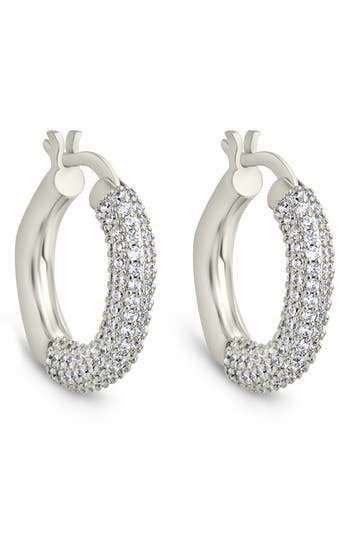 Sterling Forever Cordelia Pavé Cubic Zirconia Huggie Hoop Earrings In Silver