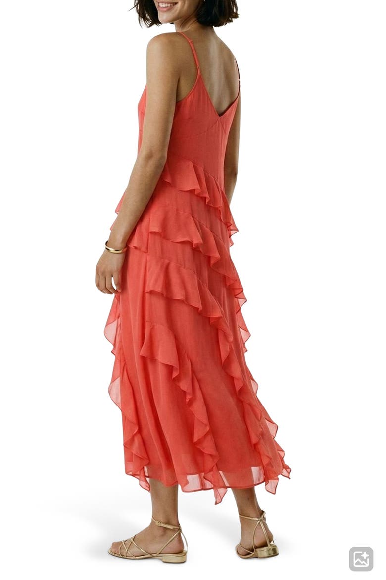 Smilla Ruffle Midi Dress, Alternate, color, POINSETTIA