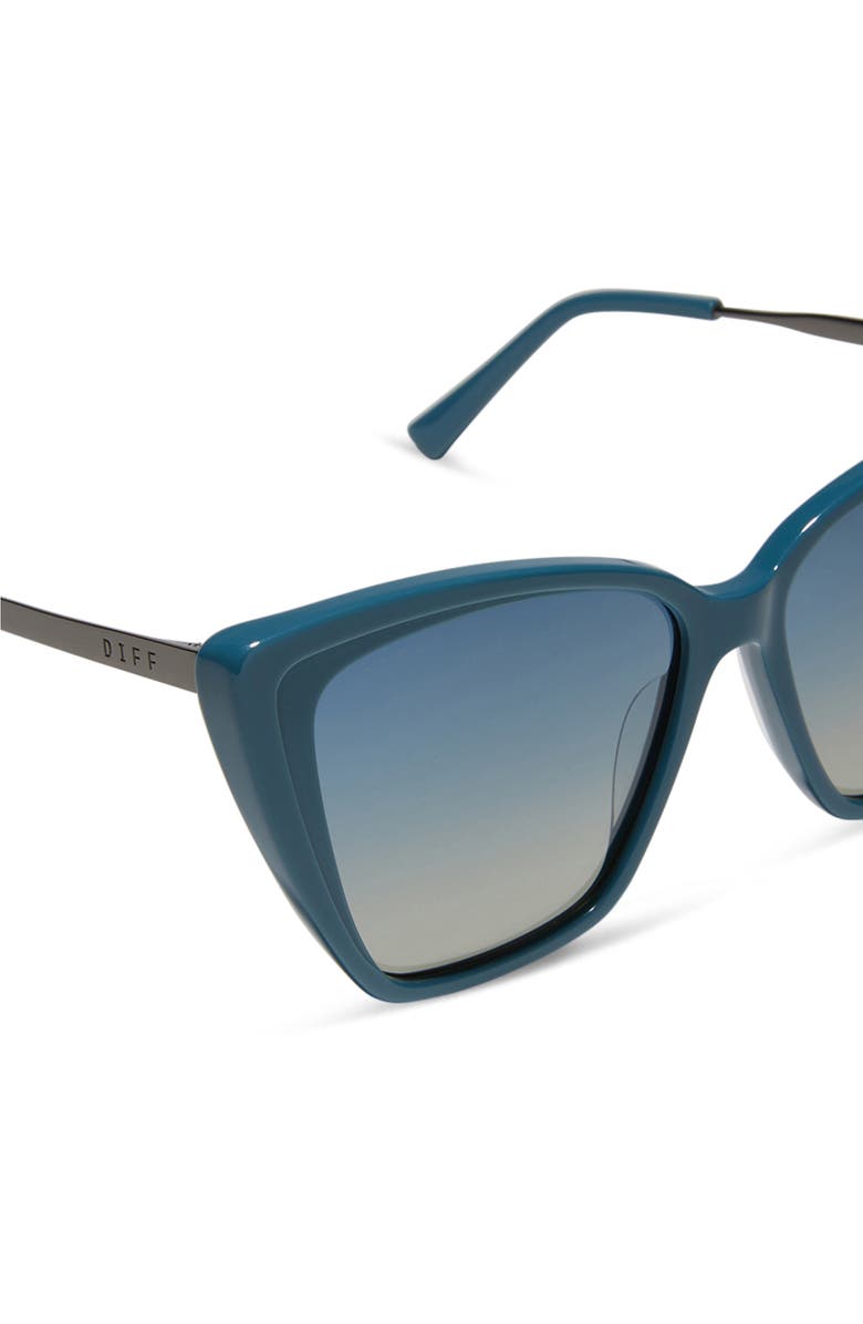 DIFF Becky II 56mm Polarized Cat Eye Sunglasses, Alternate, color, Aegean Blue Flash