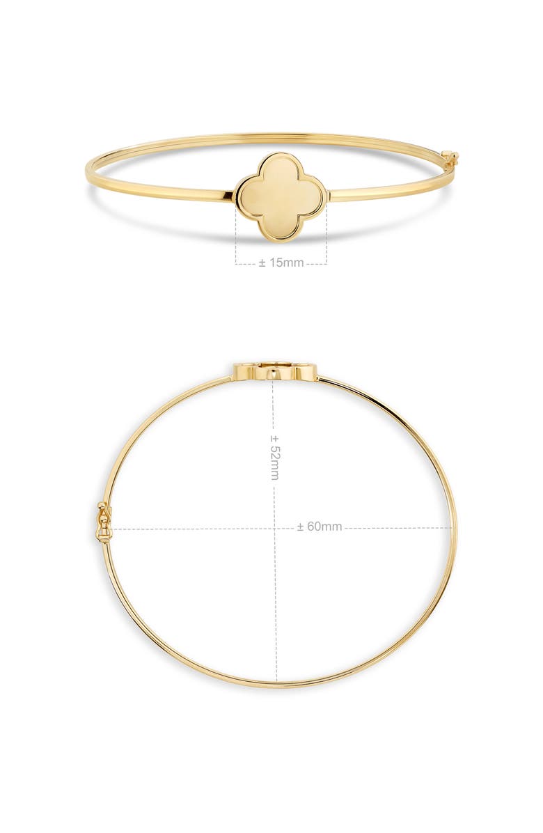 DEVATA Clover Bangle Bracelet in 14K Gold, 15mm, Alternate, color, Yellow Gold