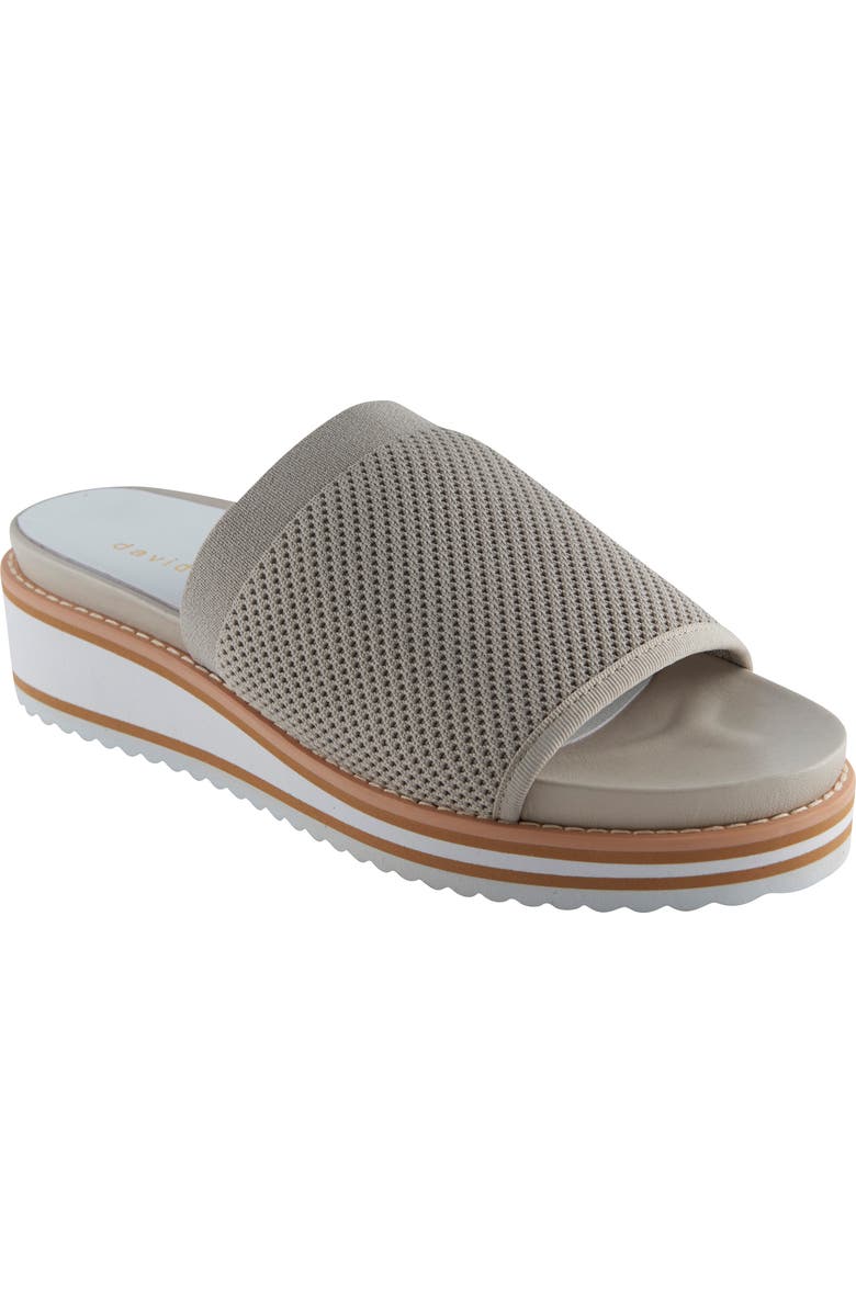 David Tate Aline Knit Wedge Slide Sandal, Main, color, Bone