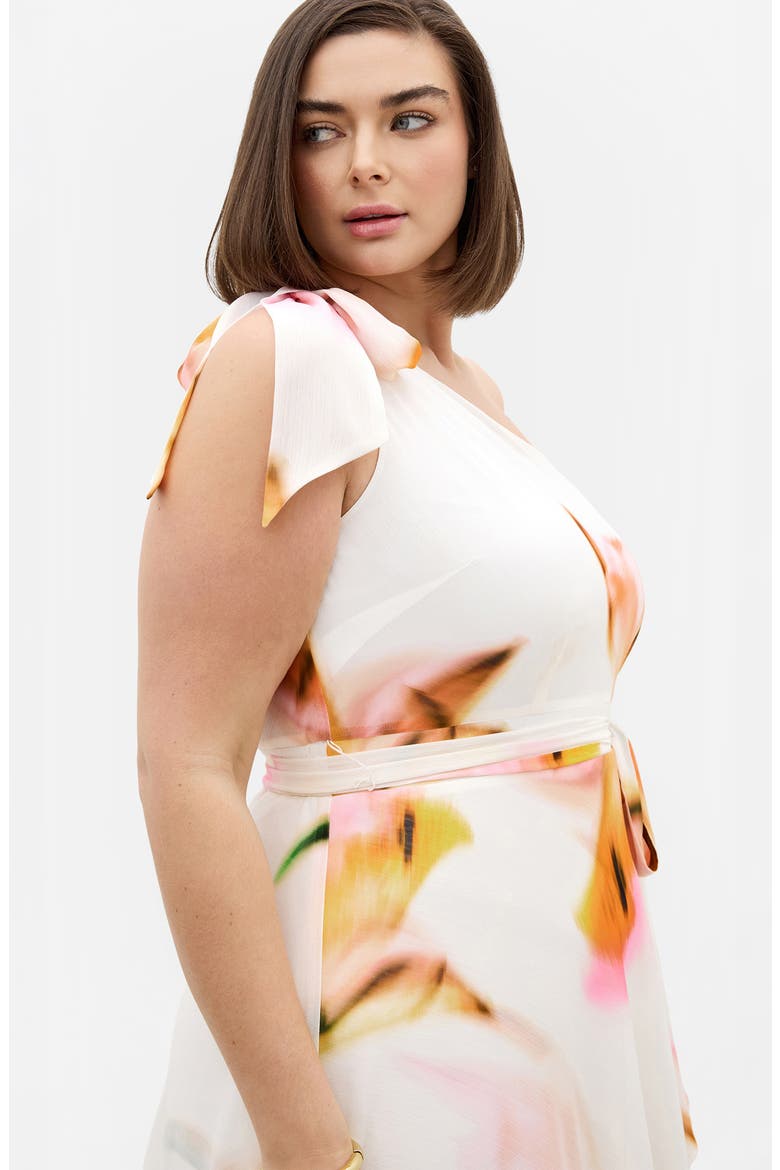 Metallic One-Shoulder Tiered Dress, Alternate, color, SUMMER FLEUR