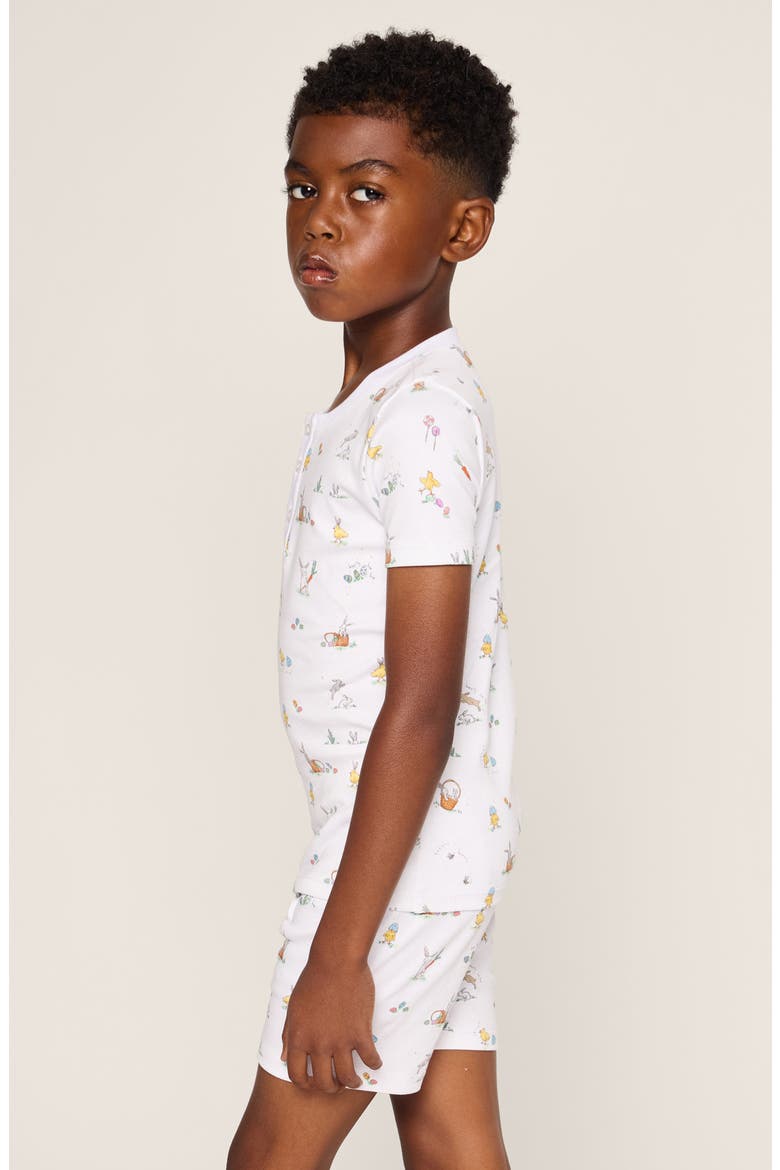 Kids' Easter Print Fitted Short Pajamas, Alternate, color, WHITE