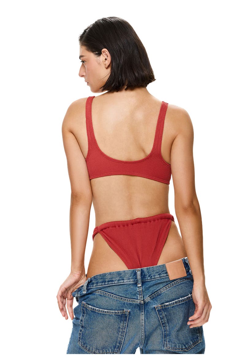 Tubular High Leg Low Rise Bikini Bottom, Alternate, color, Paprika