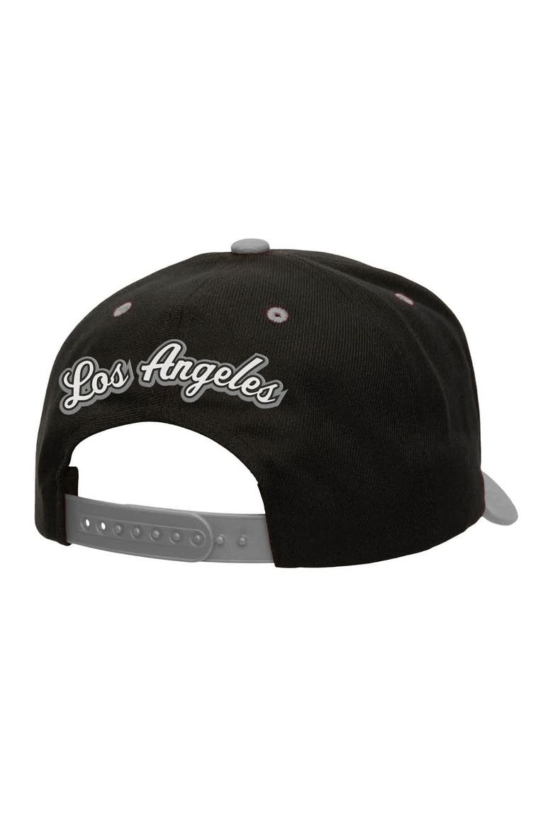 Men's Mitchell & Ness Black/Silver Los Angeles Kings Backside Script Two-Tone Pro Crown Adjustable Hat, Alternate, color, Black