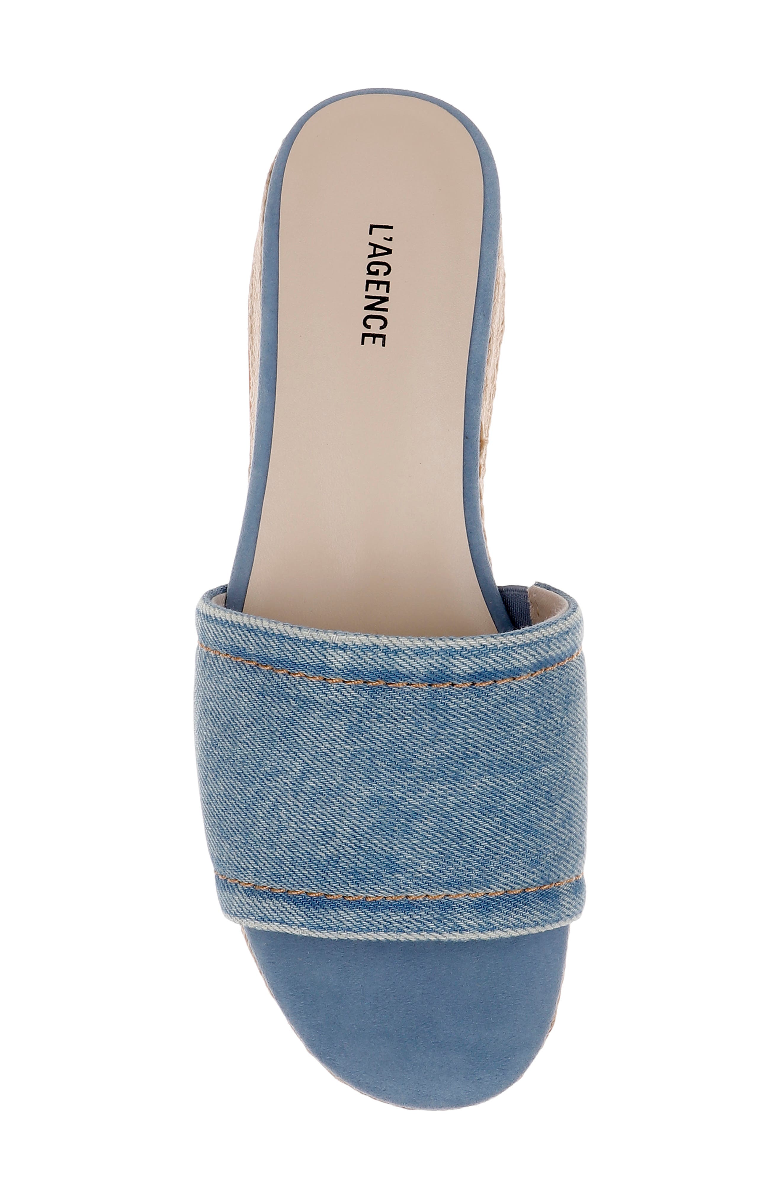 L'AGENCE Ramani II Espadrille Platform Wedge Slide Sandal, Alternate, color, Light Denim