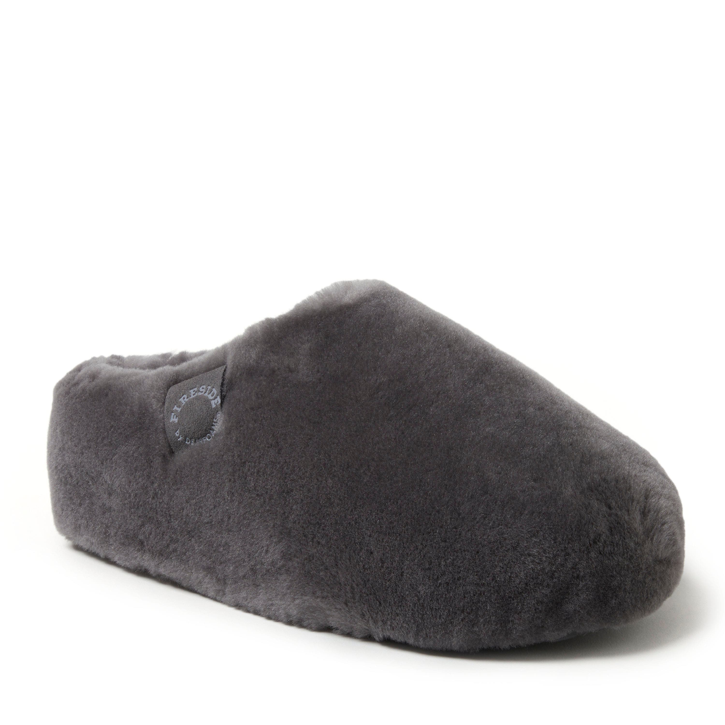 DEARFOAMS Fireside Maryboro Genuine Shearling Platform Fuzzy Clog Slipper, Main, color, Grey