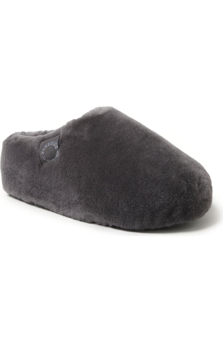 DEARFOAMS Fireside Maryboro Genuine Shearling Platform Fuzzy Clog Slipper, Main, color, Grey
