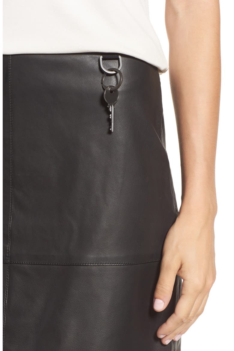 Leather Miniskirt, Alternate, color, BLACK