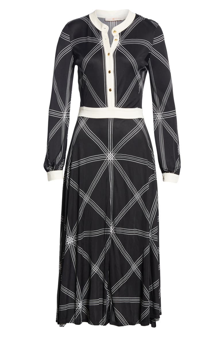 Anja Midi Dress, Alternate, color, BLACK DIAMOND STITCH