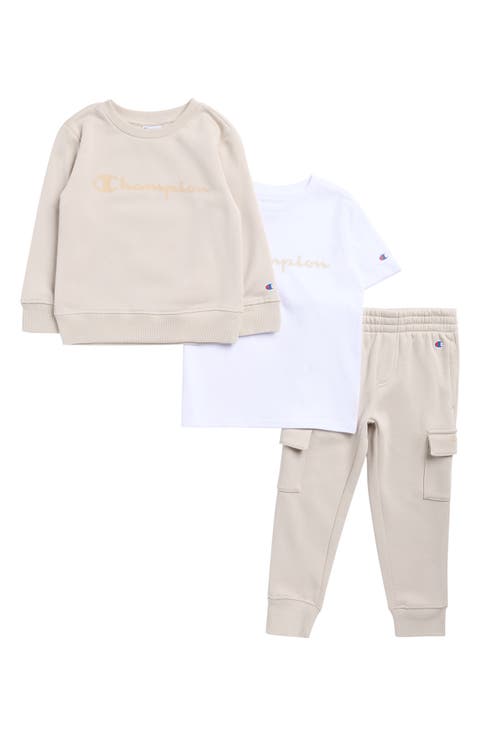 Kids' 3-Piece Crewneck and Cargo Joggers Set