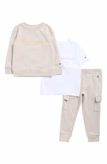 Kids' 3-Piece Crewneck and Cargo Joggers Set