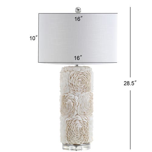 JONATHAN Y JONATHAN Y ROSETTE 28.5" SEASHELL/RESIN/CRYSTAL LED TABLE LAMP, CREAM
