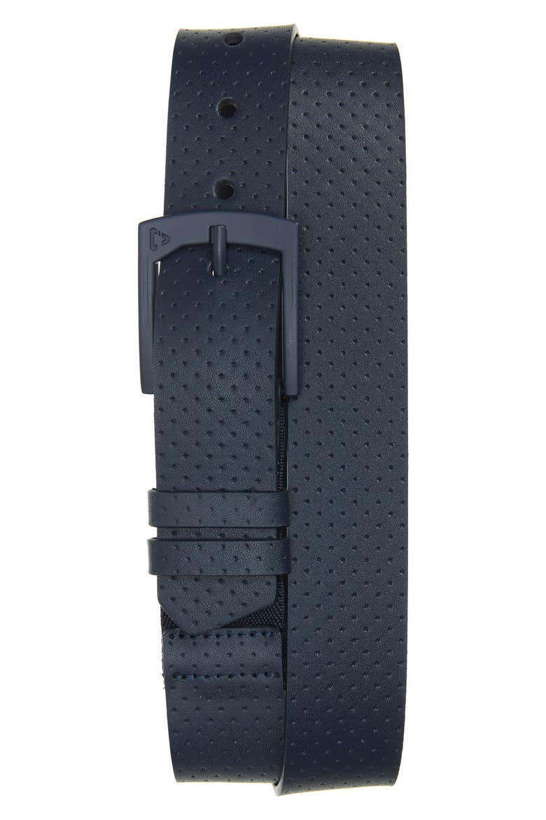 Pilatus Perforated Leather Belt, Main, color, BLUE NIGHTS