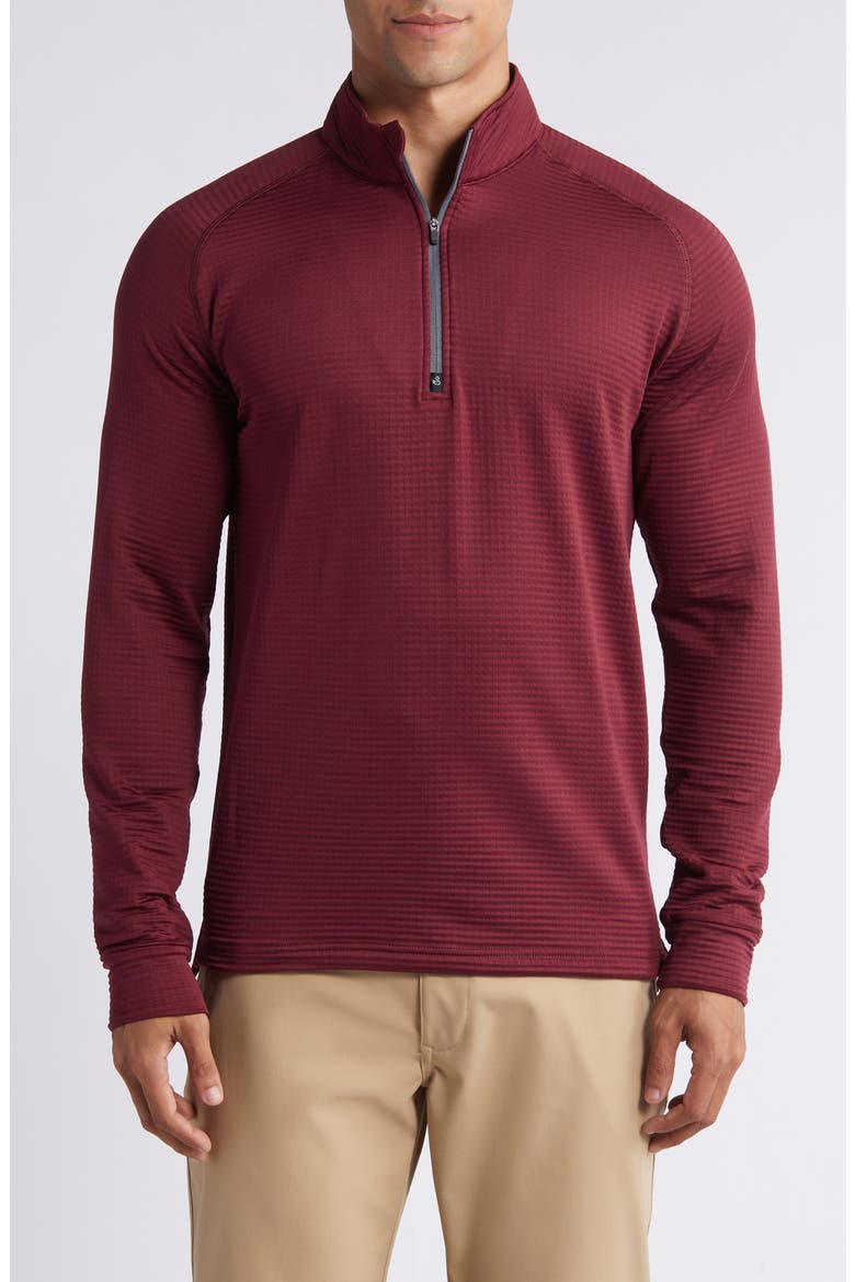 Lukas Quarter Zip Waffle Golf Pullover, Main, color, MAROON