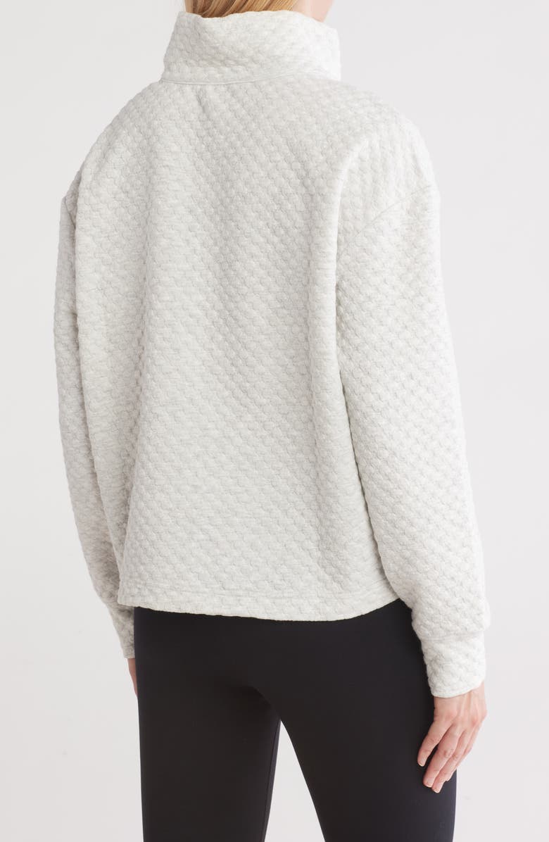 Z by Zella After Match Bubble Quarter Zip Pullover, Alternate, color, Ivory Grey Heather