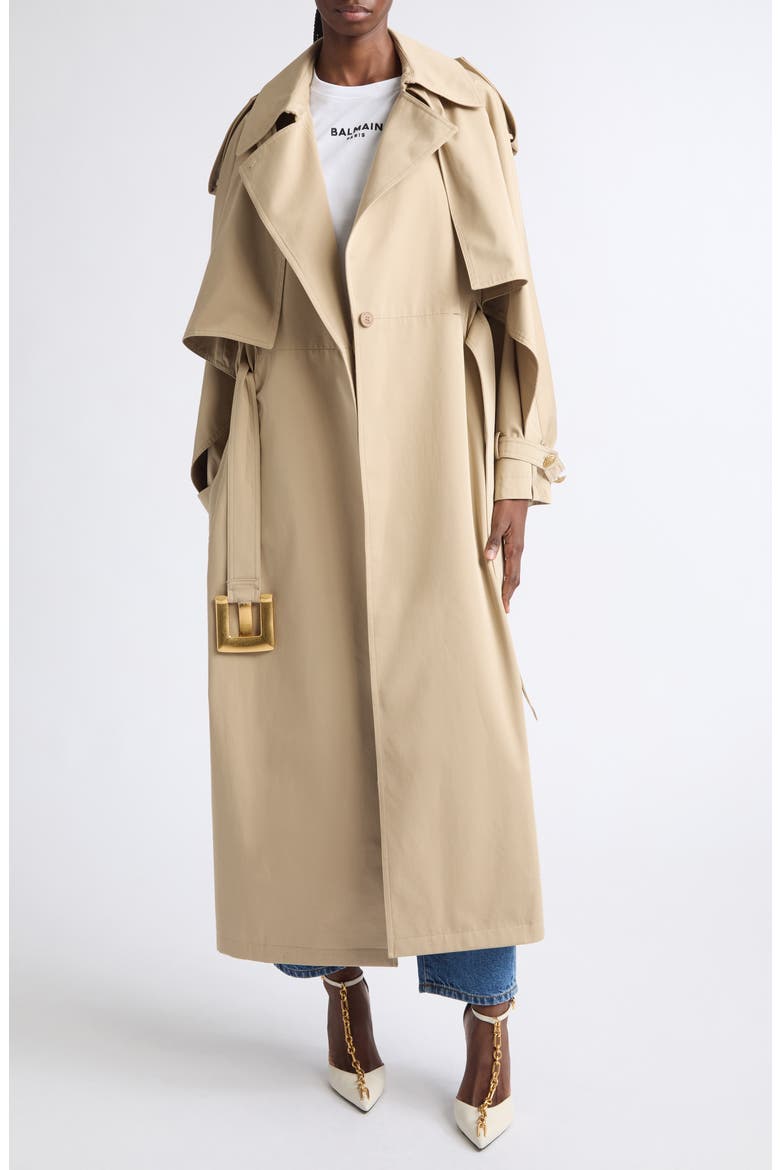 Belted Cotton Gabardine Trench Coat, Alternate, color, 0AN SAND