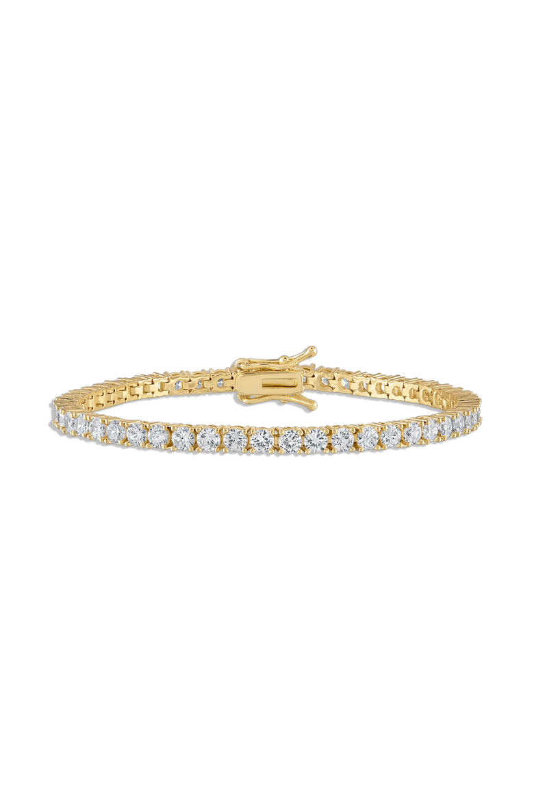 Crystal Tennis Bracelet, Main, color, Yellow Gold