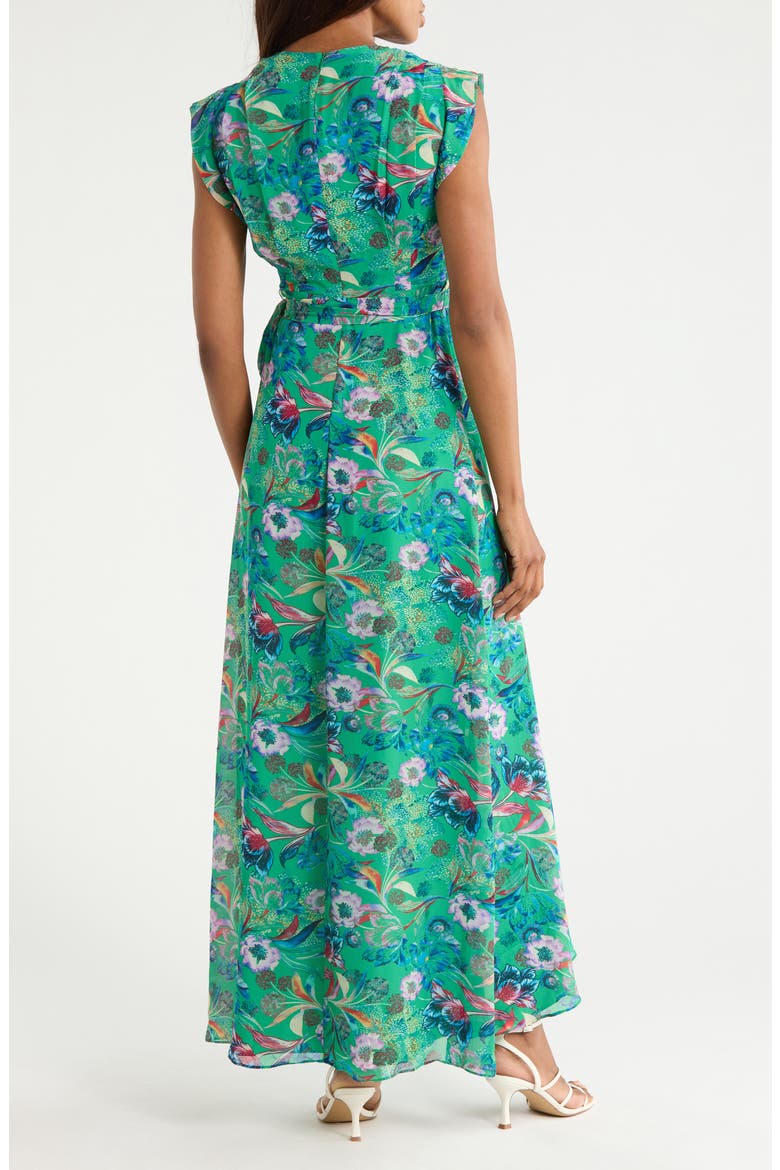 Obi High-Low Maxi Dress, Alternate, color, DARK GREEN/ LIGHT BLUE