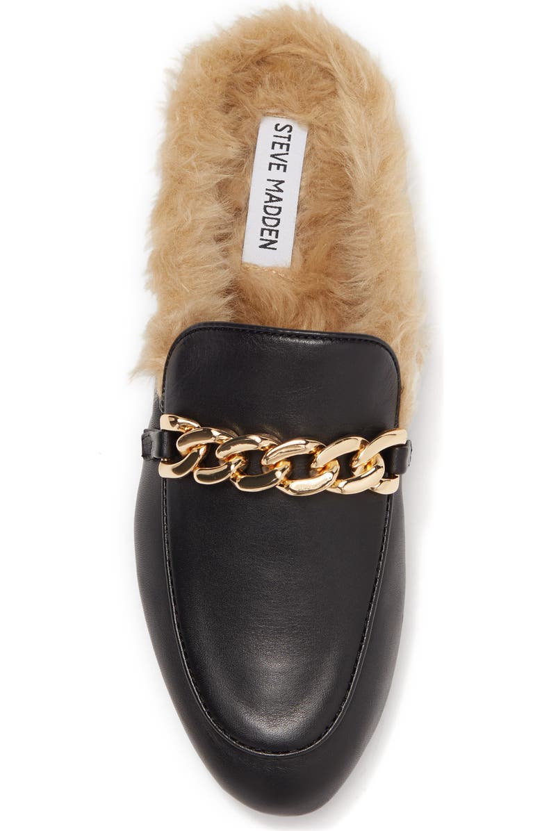 Steve Madden Feleti Faux Fur Lined Leather Loafer Mule, Alternate, color,