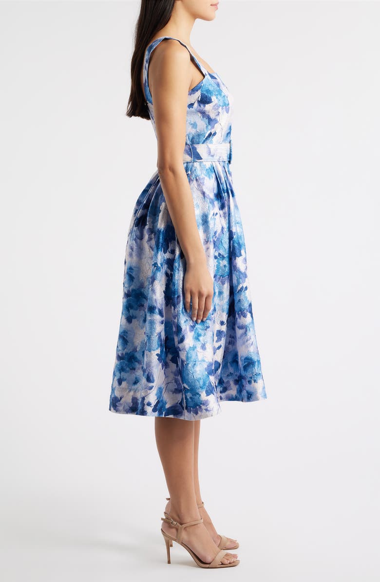 Tahari ASL Floral Crinkle Dress, Alternate, color, Blue Multi