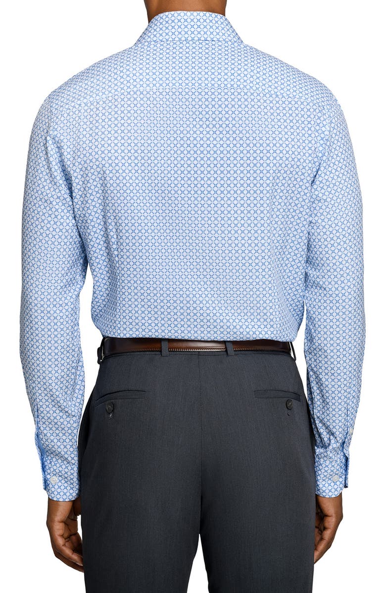 W.R.K Slim Fit Blue Geometric Print Performance Dress Shirt, Alternate, color, White/ Blue
