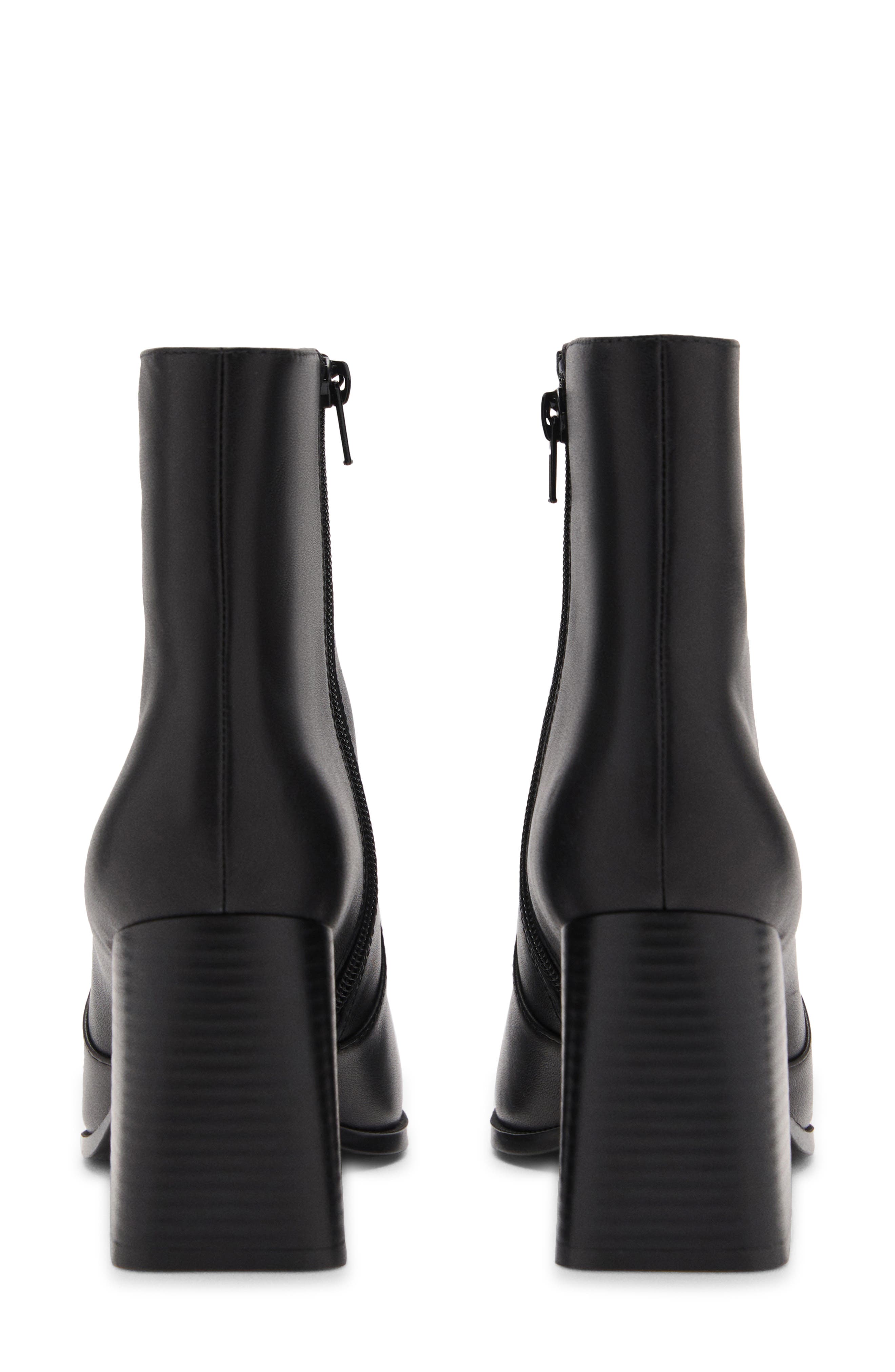 MANGO Block Heel Leather Bootie, Alternate, color, 