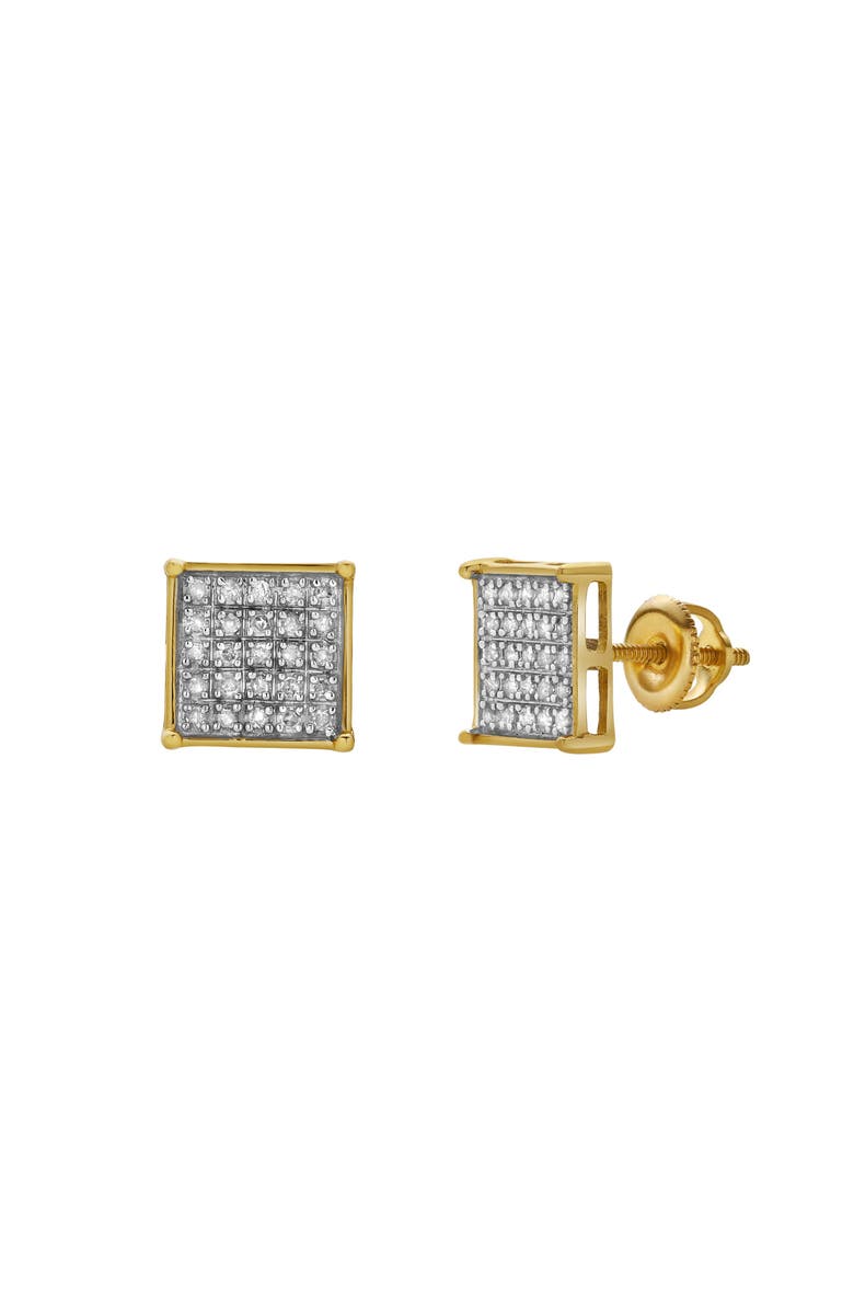 LuvMyJewelry Zenith 10K Yellow Gold Cluster Diamond Unisex Earrings - 0.19 Cts, Main, color,