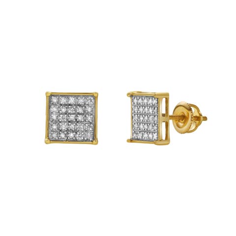Zenith 10K Yellow Gold Cluster Diamond Unisex Earrings - 0.19 Cts