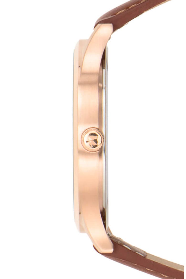 MVMT Leather Strap Watch, 40mm, Alternate, color, BROWN/ ROSE GOLD