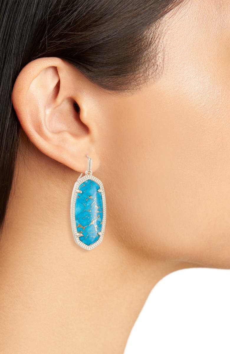 Kendra Scott Elle Filigree Drop Earrings, Alternate, color, Bronze Veined Turquoise/ Gold