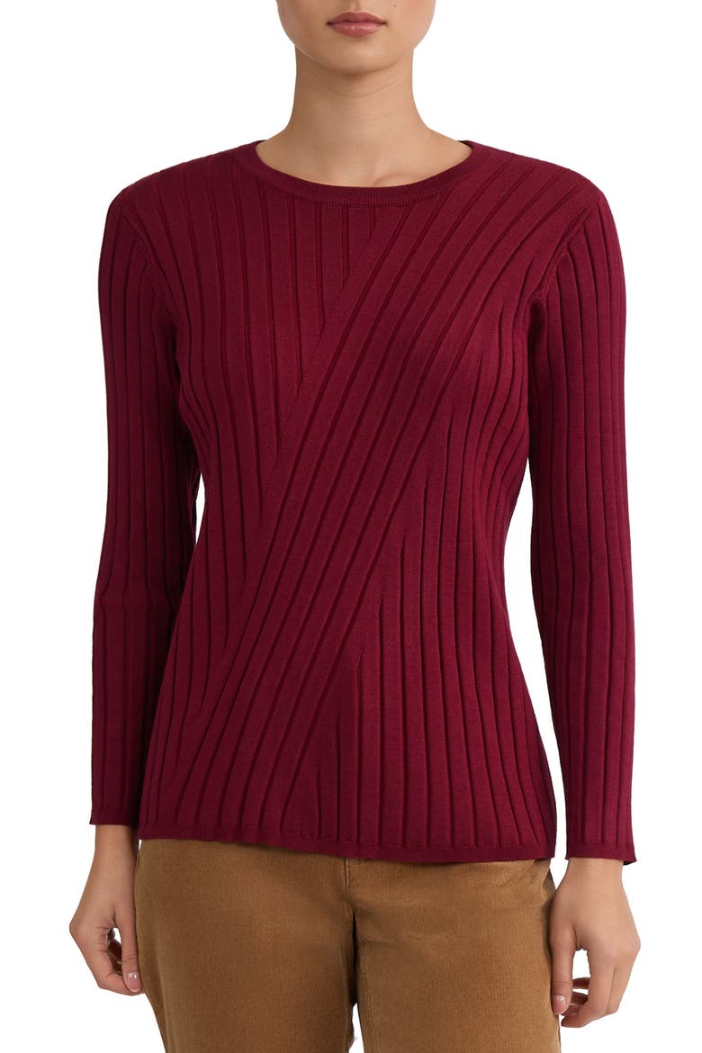 Wide Rib Crewneck Sweater, Main, color, CLASSIC WINE