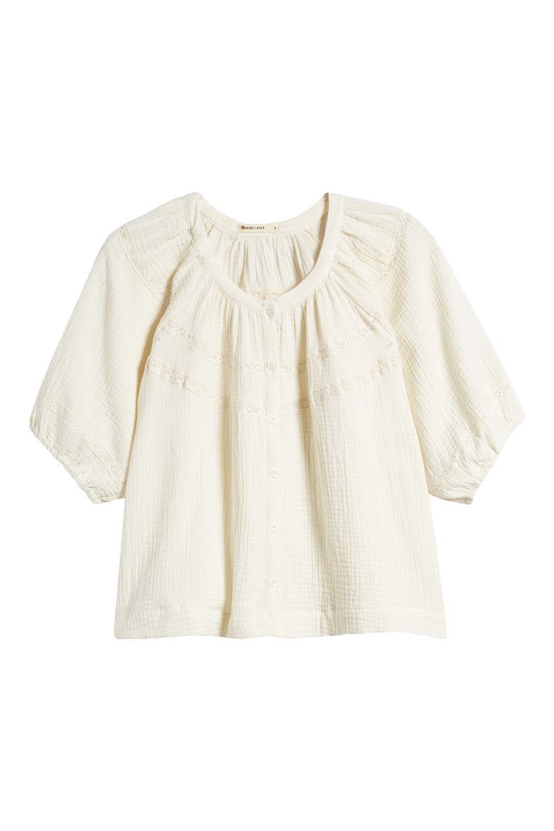 Wren Puff Sleeve Cotton Peasant Top, Alternate, color, ANTIQUE WHITE