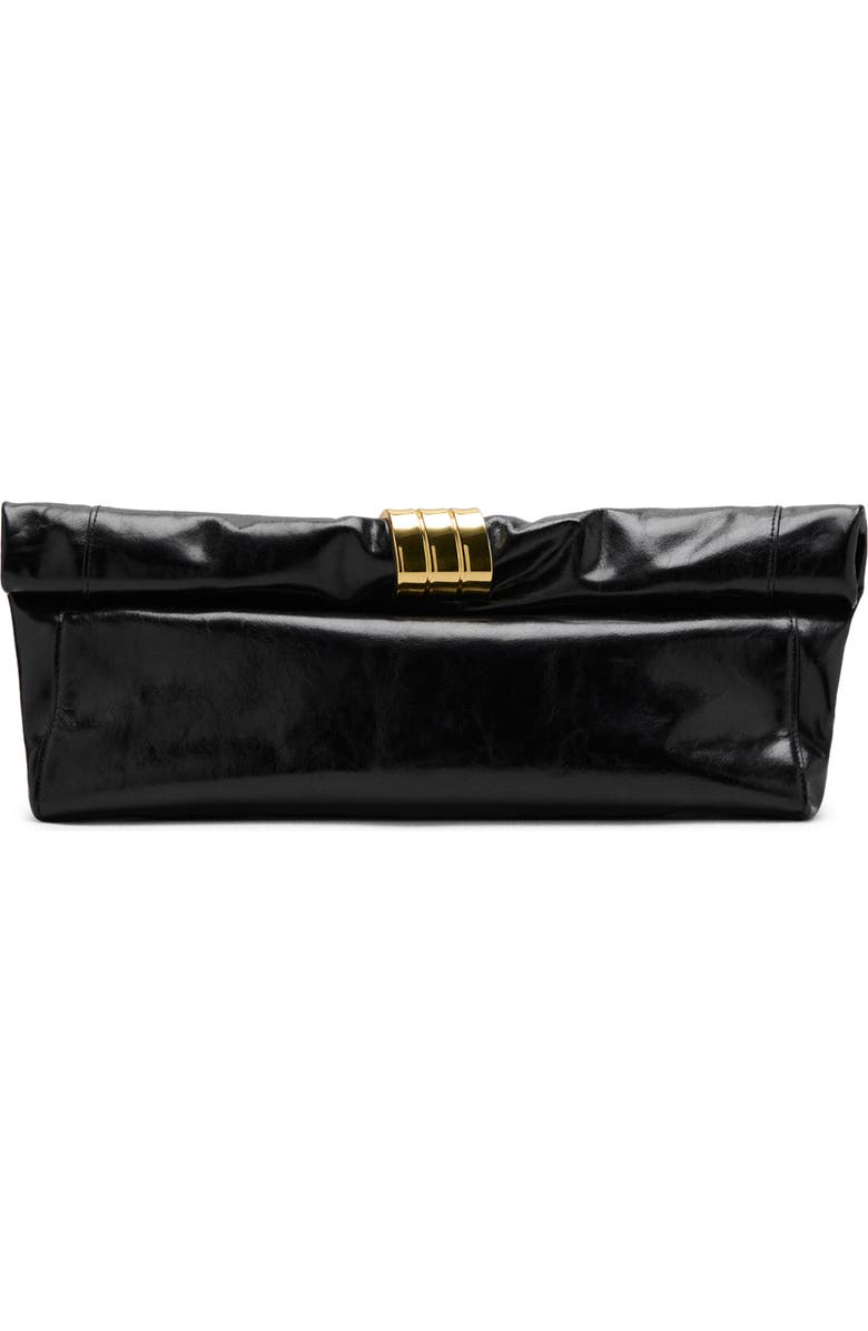 MANGO Starring Hailey Bieber Metallic Detail Clutch, Main, color, Black