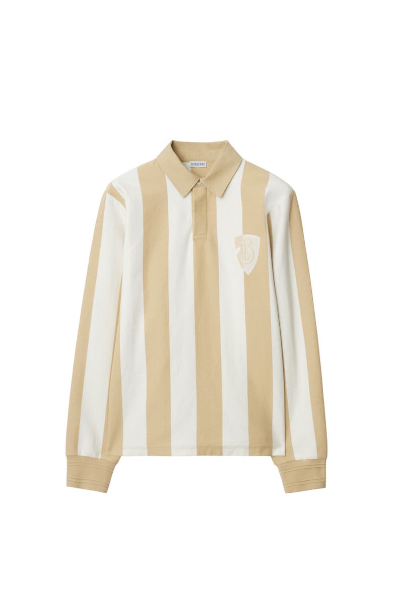 Burberry Long-sleeve Striped Cotton Polo Shirt, Alternate, color, 