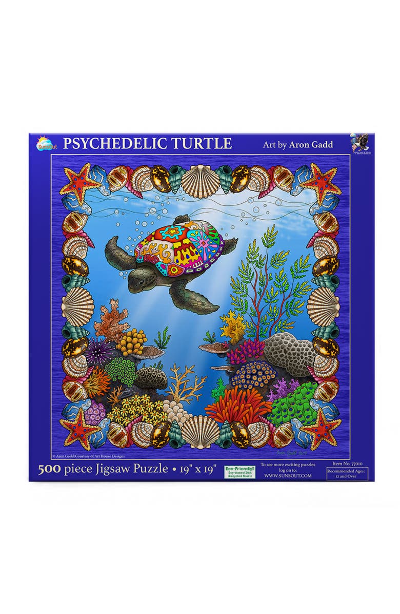 Sunsout Psychedelic Turtle 500 piece Jigsaw Puzzle for Adults, Alternate, color, Multicolor