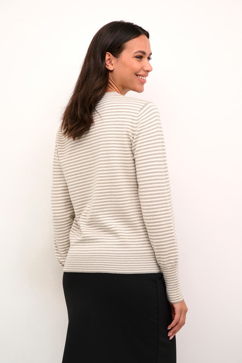 Kanala Round Neck Tight Knit Pullover, Alternate, color, Chalk/Grey