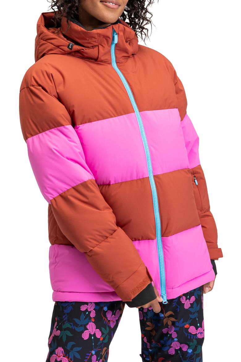 x Rowley Colorblock Hooded Puffer Jacket, Main, color, BURNT HENNA