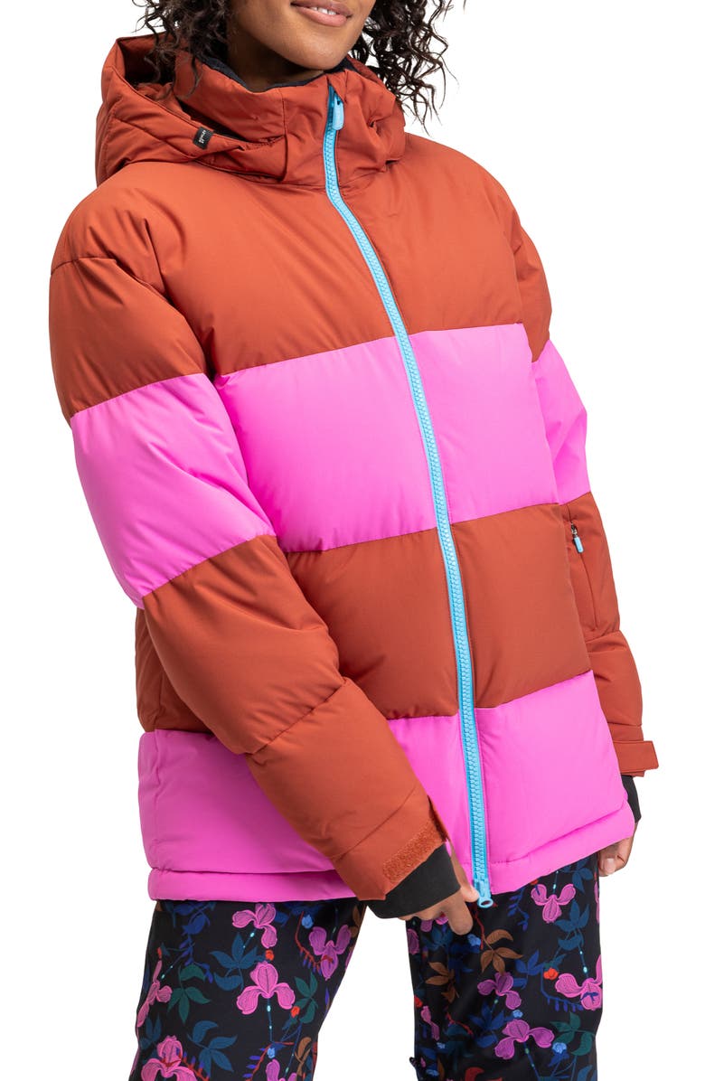 Roxy x Rowley Colorblock Hooded Puffer Jacket, Main, color, 