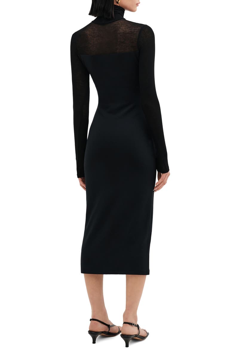 Two Lines by Marcella Toronto Long Sleeve Turtleneck Dress, Alternate, color, Black