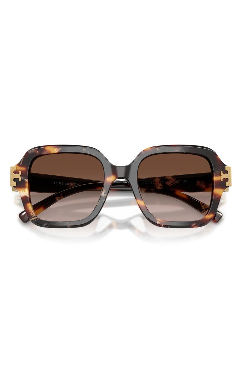 Tory Burch 51mm Square Sunglasses, Alternate, color, Wavy Tortoise / Brown Gradient