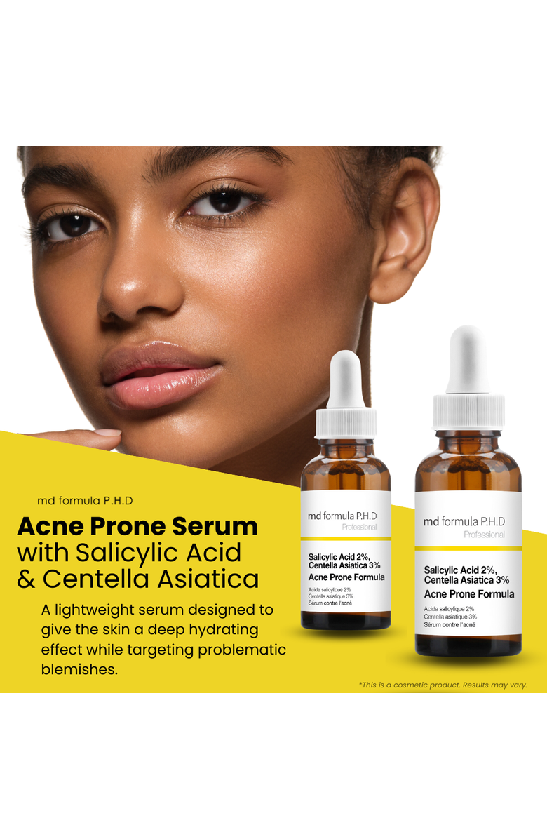 MD FORMULA Acne Prone Serum Salicylic Acid 2%, Centella Asiatica 3% 30ml, Alternate, color, White