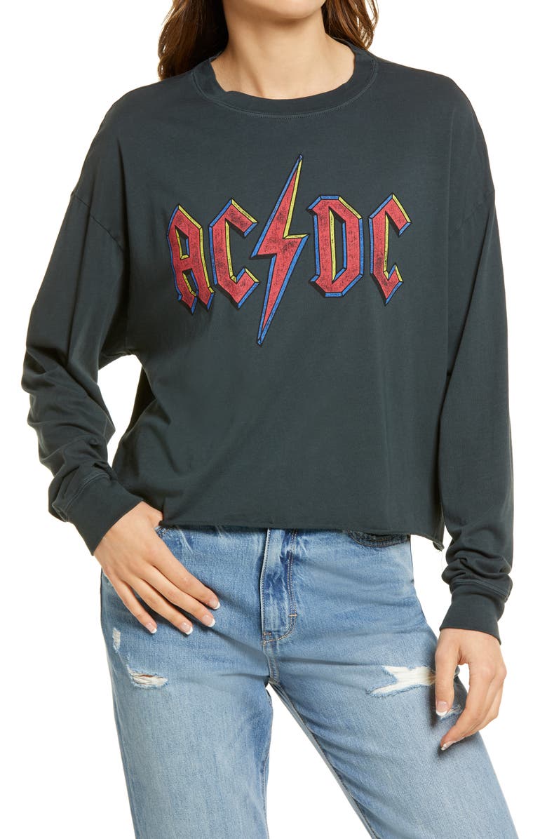 Daydreamer AC/DC Crop Graphic Sweatshirt, Main, color,