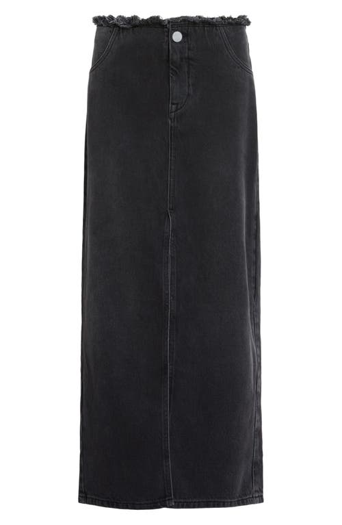Allsaints Cyra Denim Maxi Skirt In Washed Black