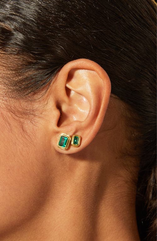 Aurate New York Mini Lab Grown Emerald Heirloom Stud Earrings In Green