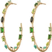 EDEN PRESLEY Goddess 14k White Gold Blue Sapphire Hoop Earrings