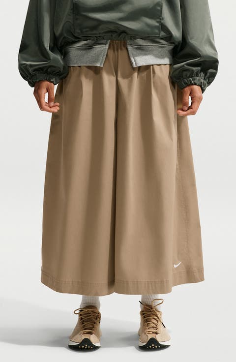 Wide Leg Pleated Cropped Pants